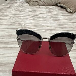 Miu Miu Black Glitter Cat-Eye Sunglasses